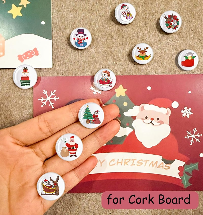 Tandarui 24Pcs Christmas Decorative Push pins,Cute Bulletin Board Tacks,Cork Board Tacks,Thumb Tack Decorative for CorkBoard, Office Organization or Home - Image 5